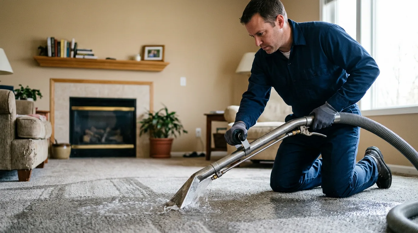 Water damage restoration technician working near Callahan, CA